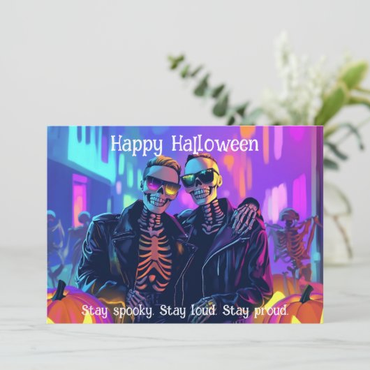 🌈🎃Neon Bone Babes kaart (Staand voorkant)