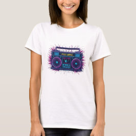Neon boombox retrowave ontwerp t-shirt