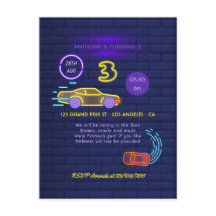 Neon bord Auto thema Jongen 3e Verjaardagsfeestje