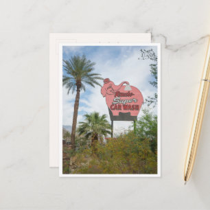 Neon Bord Retro Roze Olifant Palm Springs Briefkaart