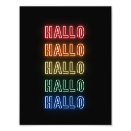 Neon Bord Stil Hallo Herhalende Regenboog Print Foto Afdruk