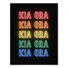 Neon Bord Stil Kia Ora Herhalende Regenboog Print Foto Afdruk