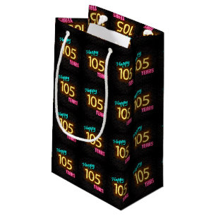 Neon bord voor 105e verjaardag klein cadeauzakje