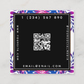 Neon Botanical Garden Bloom Qr Code Social Media Vierkante Visitekaartje (Achterkant)