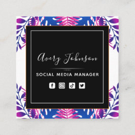 Neon Botanical Garden Bloom Qr Code Social Media Vierkante Visitekaartje