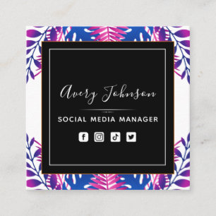 Neon Botanical Garden Bloom Qr Code Social Media Vierkante Visitekaartje