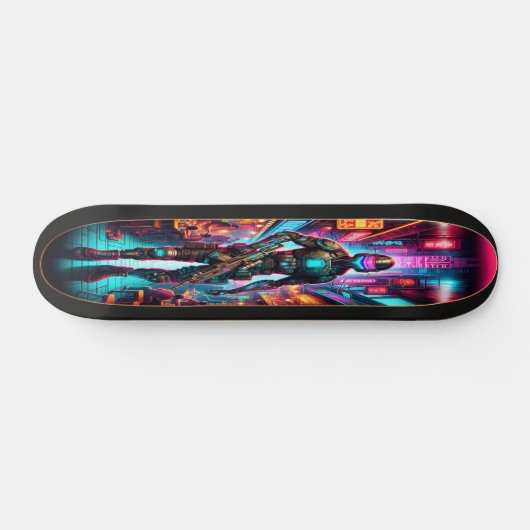 Neon Bounty: Cyberjager Persoonlijk Skateboard (Horizontaal)