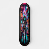 Neon Bounty: Cyberjager Persoonlijk Skateboard (Voorkant)