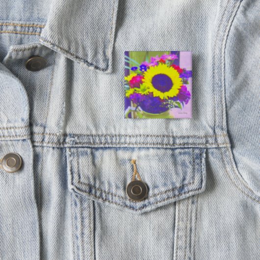 Neon Bouquet Square Button (In situ)