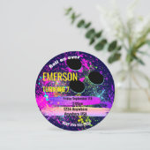 NEON BOWLING BAL, bowlen, Glow bowling verjaardag Kaart (Staand voorkant)