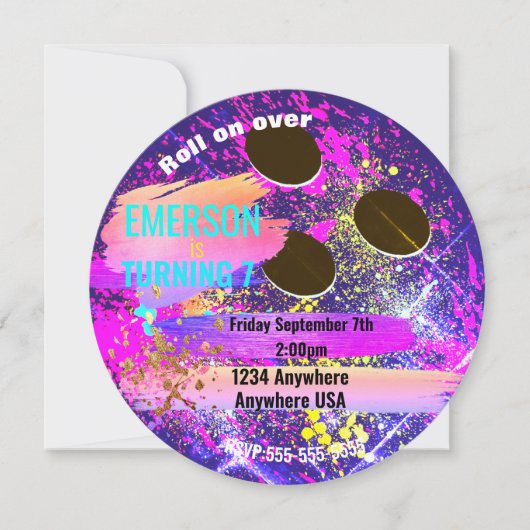 neon BOWLING BALL, bowling, Glow-verjaardagsfeestj Kaart (Voorkant)