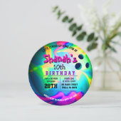 NEON BOWLING BALL GLOW Verjaardagsfeestuitnodiging Kaart (Staand voorkant)