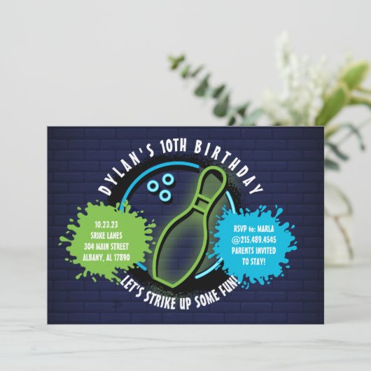 NEON BOWLING BALL NEON GROEN Verjaardagsfeest (Staand voorkant)