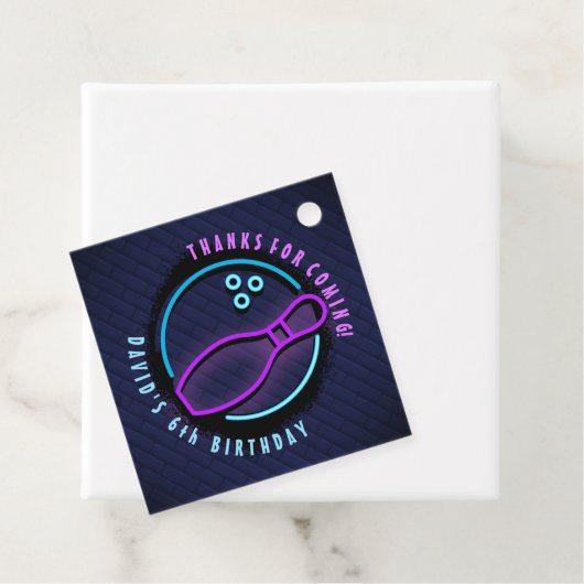 NEON BOWLING BALL ROUND Birthday Party Invitation Bedankjes Labels (In situ)