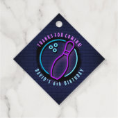 NEON BOWLING BALL ROUND Birthday Party Invitation Bedankjes Labels (Voorkant)