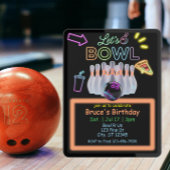 Neon Bowling Birthday Kaart