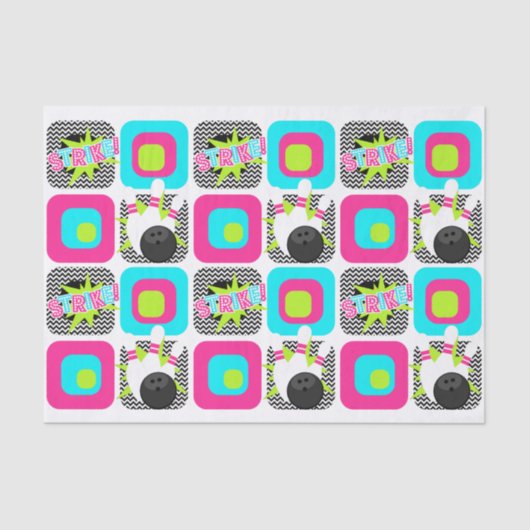 Neon Bowling Chevron inpakpapier Tissuepapier (Voorkant)