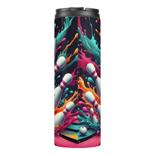 Neon Bowling Explosion Splash Thermosbeker (Achterkant)