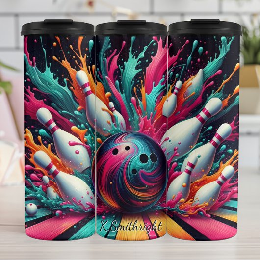 Neon Bowling Explosion Splash Thermosbeker