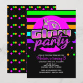 Neon Bowling Feest Bash Verjaardagsfeest Kaart (Voorkant / Achterkant)
