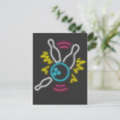 Neon Bowling Geschenk Strike Briefkaart (Staand voorkant)