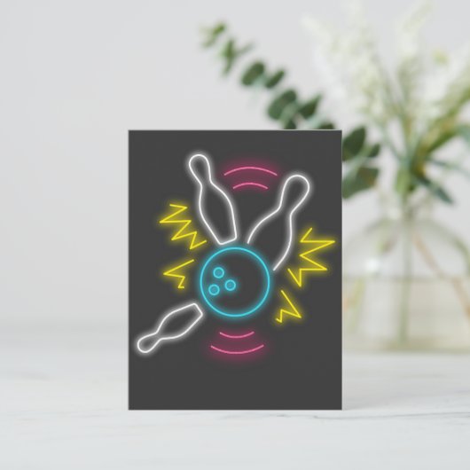 Neon Bowling Geschenk Strike Briefkaart (Staand voorkant)