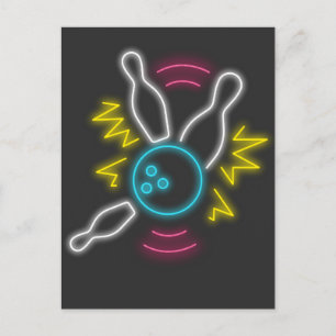 Neon Bowling Geschenk Strike Briefkaart