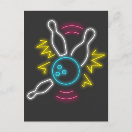 Neon Bowling Geschenk Strike Briefkaart (Voorkant)