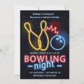 Neon Bowling Night Verjaardagsfeestje Kaart (Voorkant)