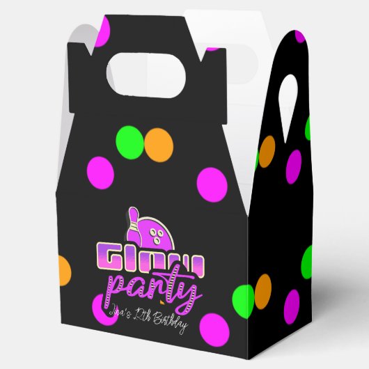 Neon Bowling Party Bash Birthday Party Bedankdoosjes (Geopend)