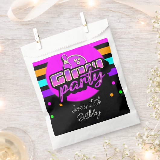 Neon Bowling Party Bash Birthday Party Bedankzakje (Geknipt)