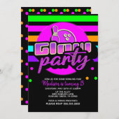 Neon Bowling Party Bash Birthday Party Kaart (Voorkant / Achterkant)