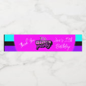 Neon Bowling Party Bash Birthday Party Waterfles Etiket (Enkel label)