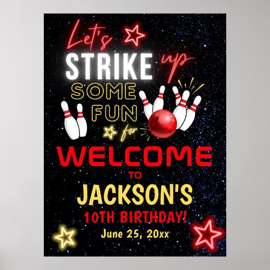 Neon Bowling party for Kids Poster (Voorkant)