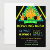 Neon Bowling Party - Uitnodiging (Voorkant / Achterkant)