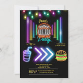 Neon Bowling Party verjaardagsuitnodiging Kaart (Voorkant)