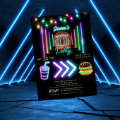 Neon Bowling Party verjaardagsuitnodiging Kaart