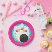 Neon Bowling Pin Paper Borden Papieren Bordje (Feest)