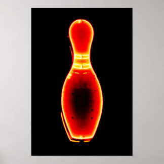 Neon Bowling Pin Poster