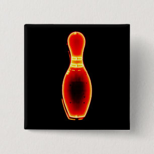  Neon Bowling Pin Vierkante Button 5,1 Cm