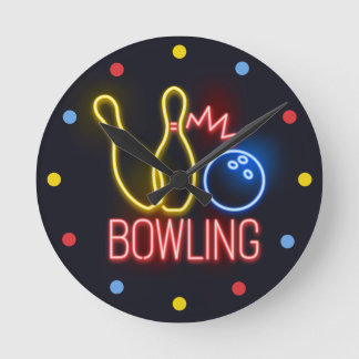 Neon Bowling-skittles wandklok