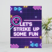 Neon Bowling Strike Up Sommige Leuke Verjaardag Kaart (Staand voorkant)