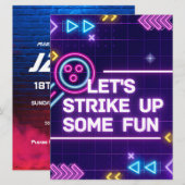 Neon Bowling Strike Up Sommige Leuke Verjaardag Kaart (Voorkant / Achterkant)