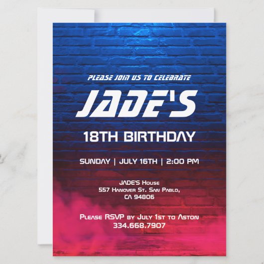 Neon Bowling Strike Up Sommige Leuke Verjaardag Kaart (Achterkant)