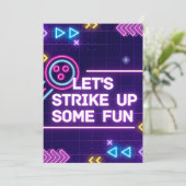 Neon Bowling Strike Up Sommige Leuke Verjaardag Kaart (Staand voorkant)