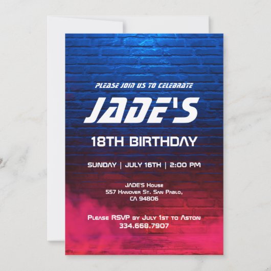 Neon Bowling Strike Up Sommige Leuke Verjaardag Kaart (Achterkant)