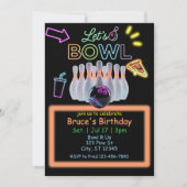 Neon Bowling Verjaardag Kaart (Voorkant)