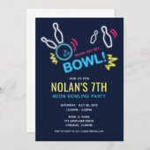 Neon Bowling verjaardagsfeestje Kaart (Voorkant / Achterkant)