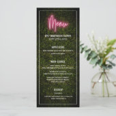 Neon Boxwood Greenery Party Douche Trouwmenu Menu (Staand voorkant)