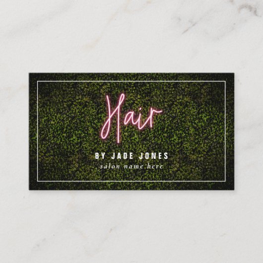 Neon Boxwood Hair Salon Cosmetoloog Visitekaartje (Voorkant)